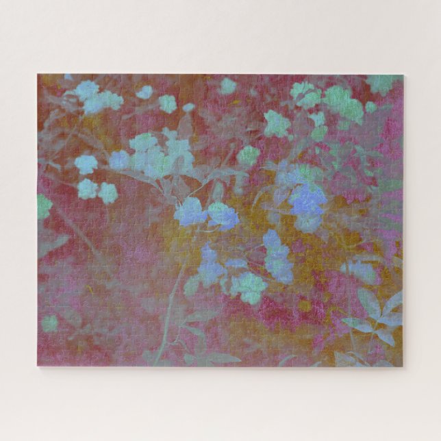 Coole blaue und rosafarbene Kunst mit Blumenmuster (Horizontal)