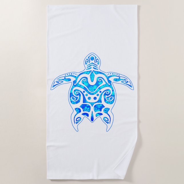 Coole Blauer Tribal Strandtuch (Vorderseite)
