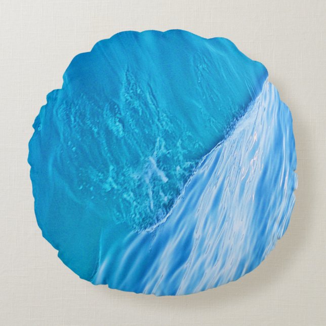 Coole Blauwasserwelle Rundes Kissen (Vorderseite)