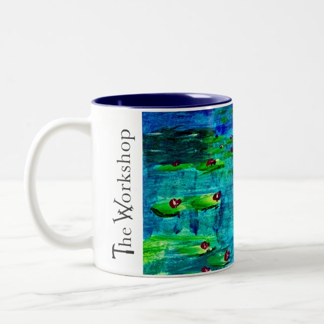 Coole Blue Lilypad Pond Workshop Tasse (Links)