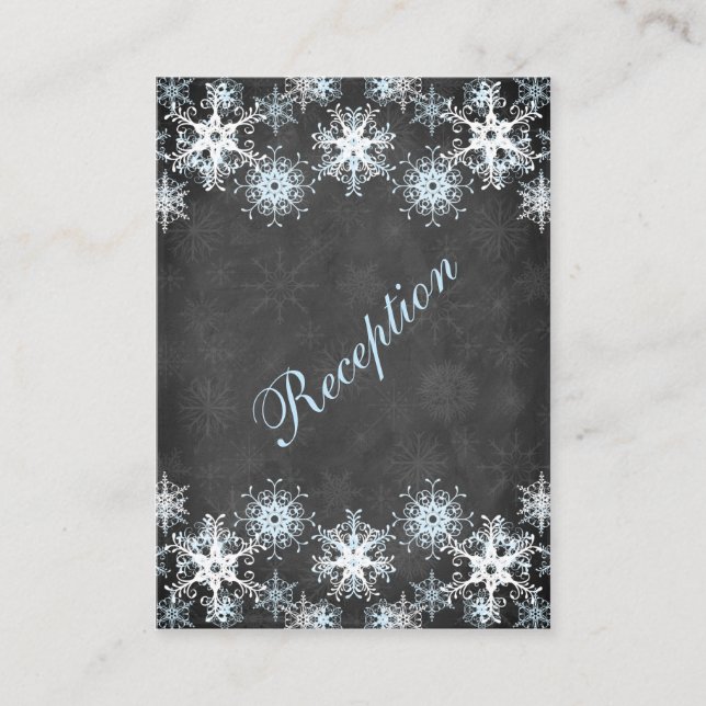 Coole Blue Snowy Chalkboard Wedding Card Begleitkarte (Vorderseite)