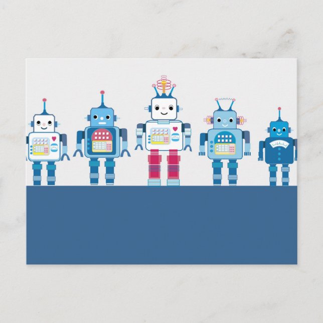 Coole Blue- und Red Roboter-Neuheiten Postkarte (Vorderseite)