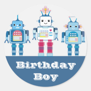 Coole Blue- und Red Roboter-Neuheiten Runder Aufkleber