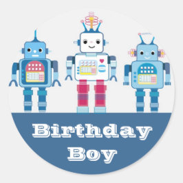 Coole Blue- und Red Roboter-Neuheiten Runder Aufkleber