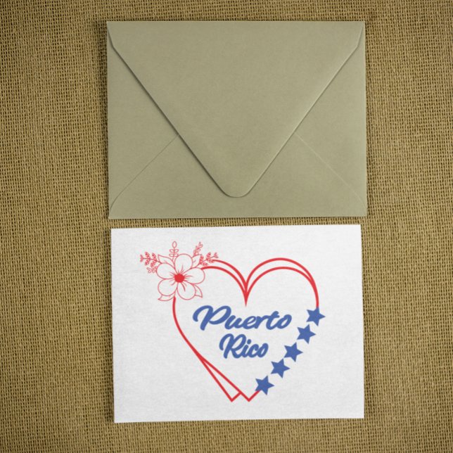 Coole Blumenpuerto Rico Herzerkrankung Postkarte (Cool Floral Puerto Rico Heart Illustration Postcard)