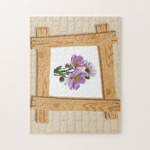 Coole Blumenskizze im Plankrahmen-Puzzle