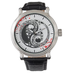 Coole Blut-Spritzer Yin Yang Drachen tätowieren Armbanduhr