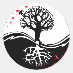 Coole Blut-Spritzer Yin Yang Runder Aufkleber