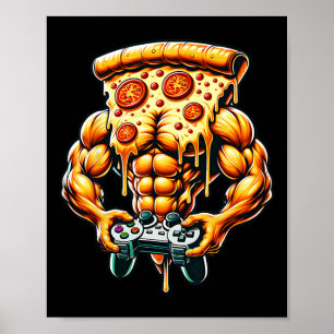 Coole Bodybuilding Gamer Pizza Präsent Poster