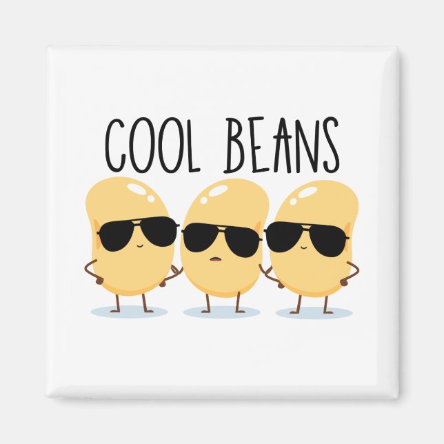 Coole Bohnen Funny Niedlich Beans mit Sonnenbrille Magnet (Vorne)