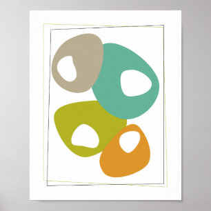 Coole-Bohnen-Türkis-Orange-Grün-Mid-Century Poster