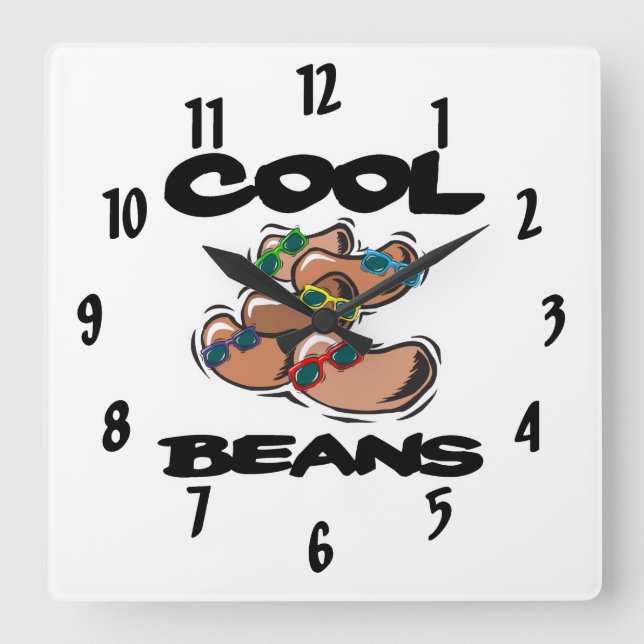 coole Bohnengrafik Quadratische Wanduhr (Vorderseite)