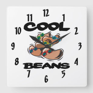 coole Bohnengrafik Quadratische Wanduhr