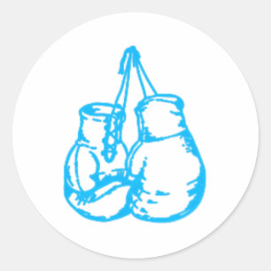Coole Boxen Blaues Schild Mit Handschuhen Runder Aufkleber