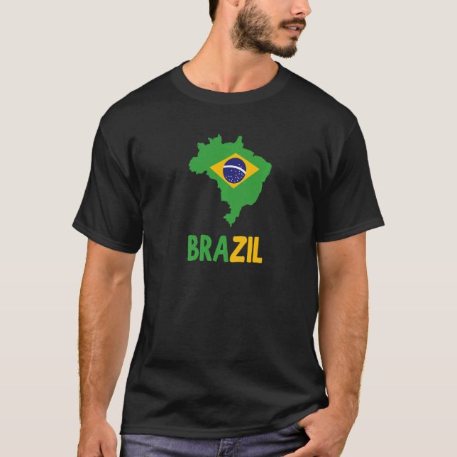COOLE BRASILIENFLAGGE UND KARTE T-Shirt (Vorderseite)