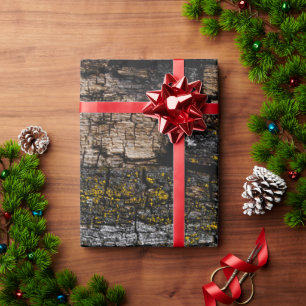 Coole Braune Braunholzrinde mit Gelbflecht Geschenkpapier