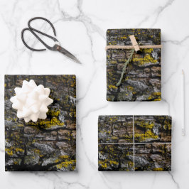 Coole Braune Braunholzrinde mit Gelbflecht Geschenkpapier Set
