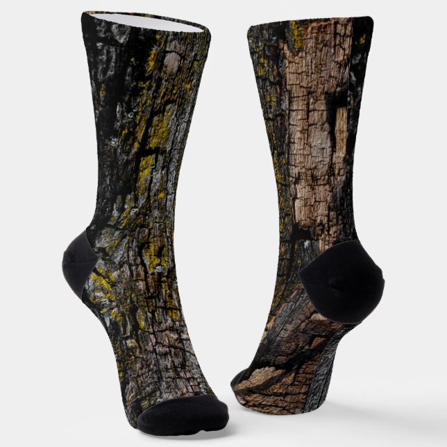 Coole Braune Braunholzrinde mit Gelbflecht Socken (Gewinkelt)