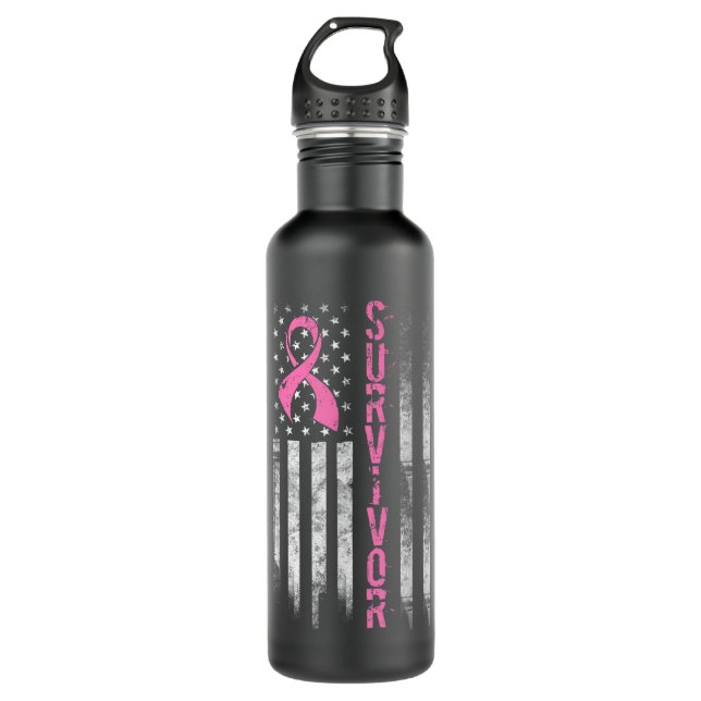 Coole Brustkrebserkrankung - Frauen rosa Flagge Edelstahlflasche (Vorderseite)