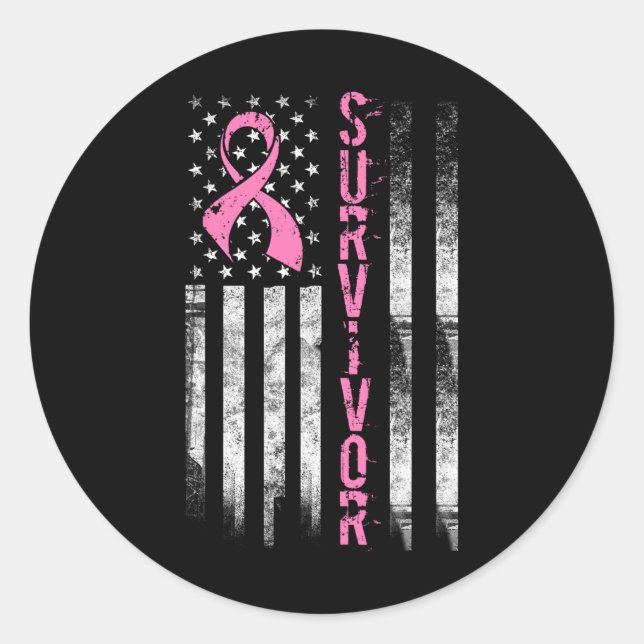 Coole Brustkrebserkrankung - Frauen rosa Flagge Runder Aufkleber (Vorderseite)
