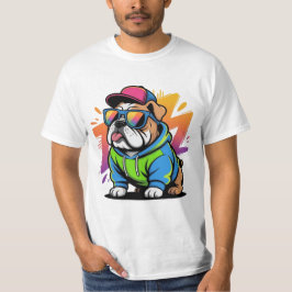 Coole Bulldog Streetwear Retro Sonnenbrillen T-Shirt
