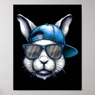 Coole Bunny Face Happy Oster Shirts für Jungs Männ Poster
