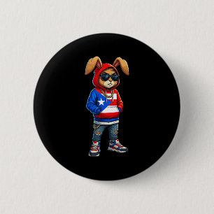 Coole Bunny puerto-ricanische Flagge Hoodie Boricu Button