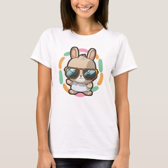 Coole Bunny Shades Osterfrühling Cartoon T-Shirt (Vorderseite)