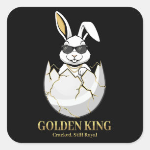 Coole Bunny-Sonnenbrille Golden King Lustiger Hase Quadratischer Aufkleber