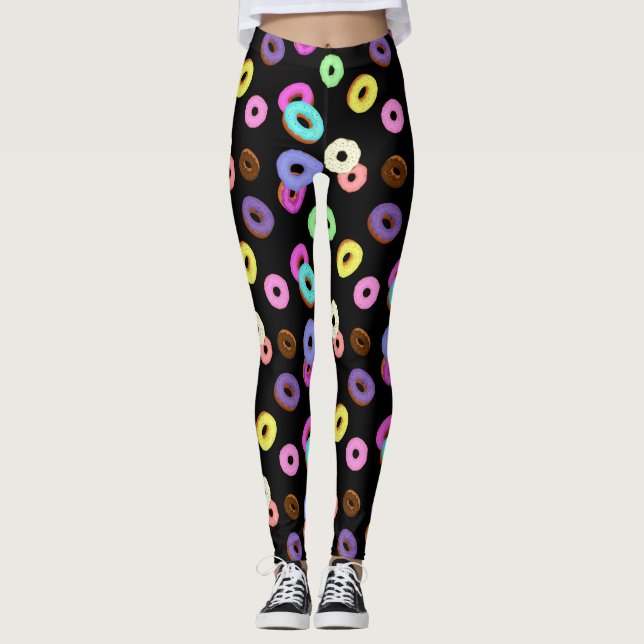 Coole, bunte Donuts schwarz Leggings (Vorderseite)