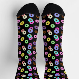 Coole, bunte Donuts schwarz Socken