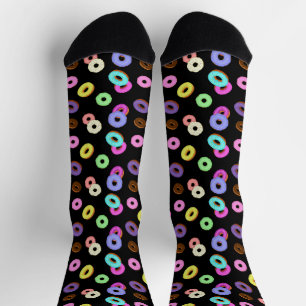 Coole, bunte Donuts schwarz Socken