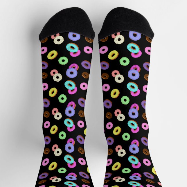 Coole, bunte Donuts schwarz Socken (Oben)