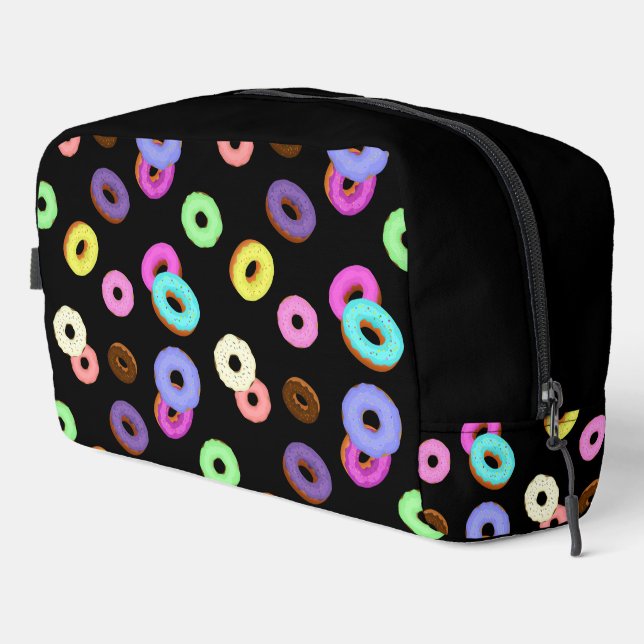 Coole, bunte Donuts schwarz Waschbeutel (Rechte Ecke)