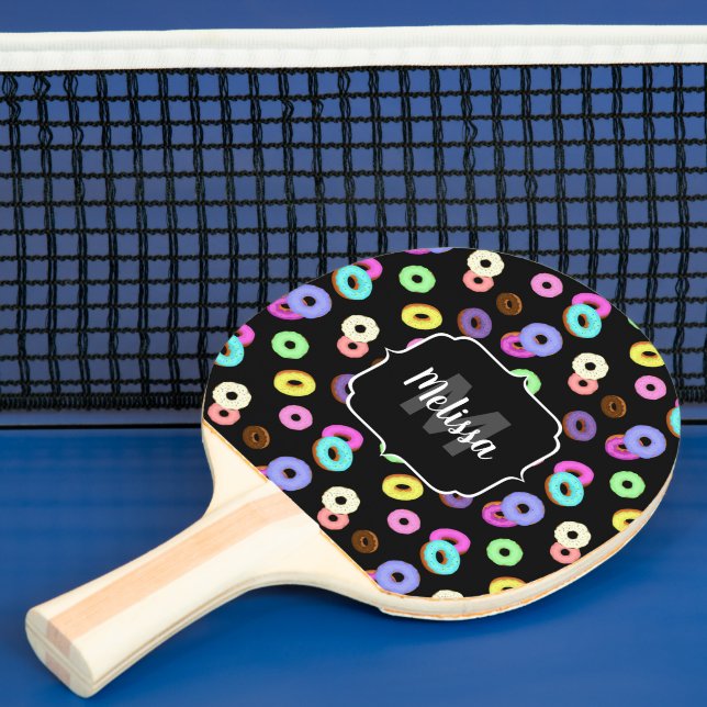 Coole, bunte Donuts schwarze Monogramm Tischtennis Schläger (InSitu)