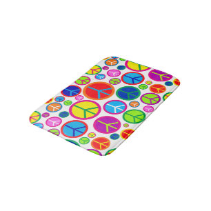 Coole bunte Groovy Friedenssymbole Badematte