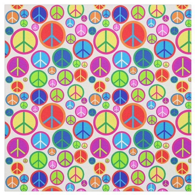 Coole bunte Groovy Friedenssymbole Stoff (Muster)