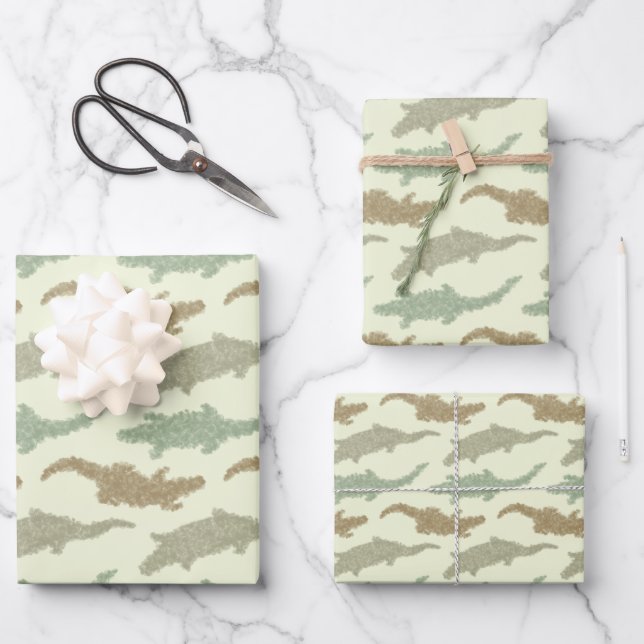 Coole Camouflage Alligatoren - nahtloses Muster. Geschenkpapier Set (Vorderseite)