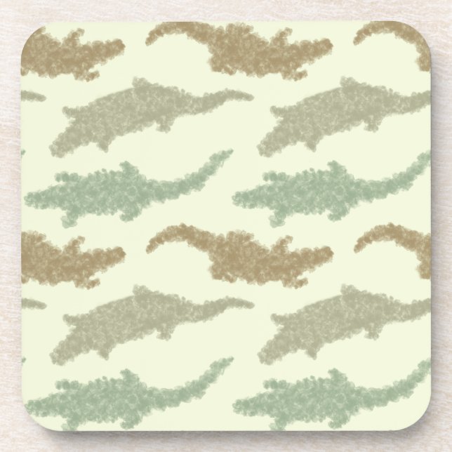 Coole Camouflage Alligatoren - nahtloses Muster. Getränkeuntersetzer (Vorderseite)