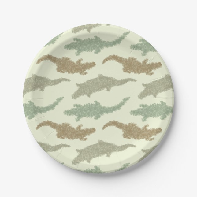 Coole Camouflage Alligatoren - nahtloses Muster. Pappteller (Vorderseite)
