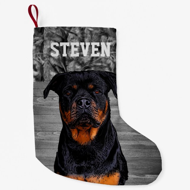 Coole Camouflage Rottweiler Hund Tierbezeichnung Kleiner Weihnachtsstrumpf (Vorderseite)