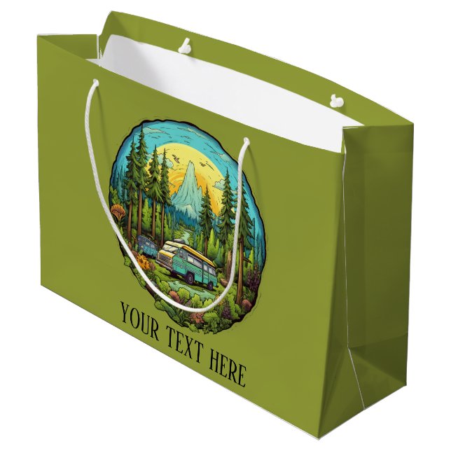 Coole Camping-Liebhaber hinzufügen Große Geschenktüte (Rückseite Schrägansicht)