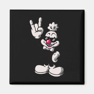 Coole Cartoon-Henne Retro-Hahn Rock-Handzeichen Magnet