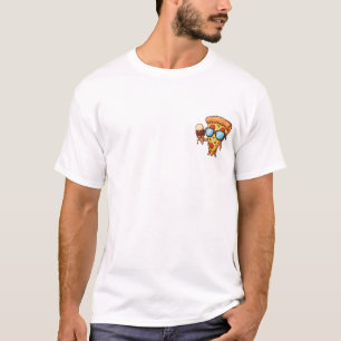 Coole Cartoon-Pizza-Scheibe mit Sonnenbrille T-Shirt