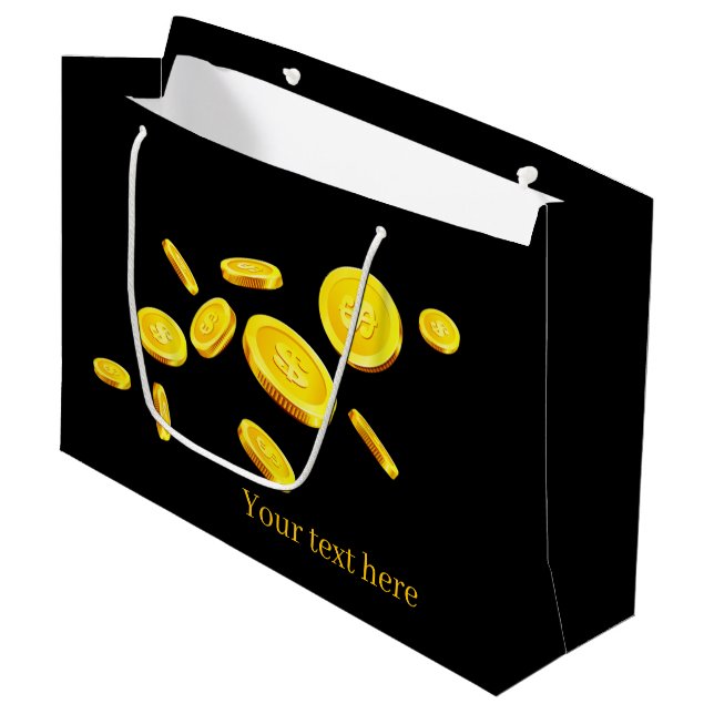 coole Casino-Münzen hinzufügen Große Geschenktüte (Vorderseite Schrägansicht)