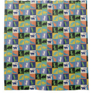 Coole Cat-Silhouetten auf Quiltplätzen Duschvorhang