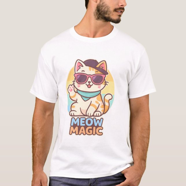 "Coole Cat Vibes - Meow Magic Summer T-Shirt (Vorderseite)