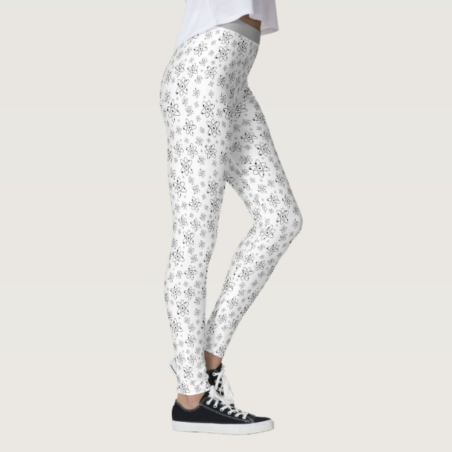 Coole Chemie Atom Science Schwarz-weiß Pattern Leggings (Rechts)