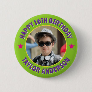 Coole Chic Frohe Geburtstag Benutzerdefiniertes Fo Button