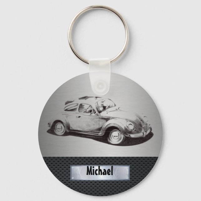 Coole Chic masculine Klassik Alt Auto silbrig schw Schlüsselanhänger (Vorderseite)